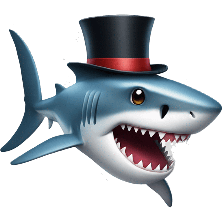 Shark with a top hat emoji