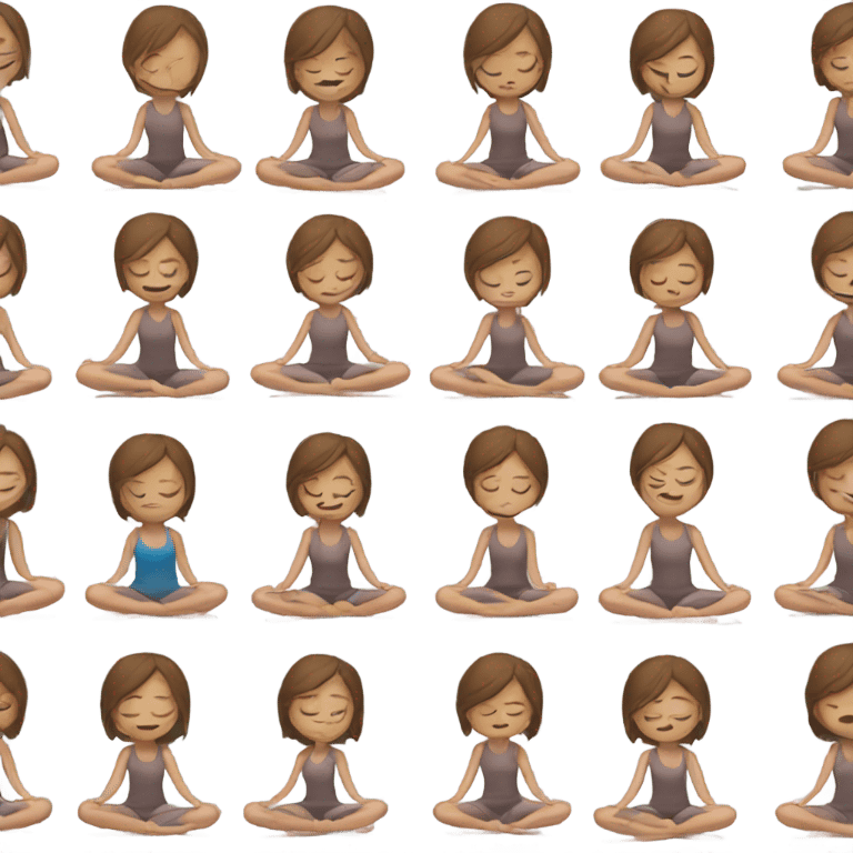 Girl with brown hair doing yoga meditating  emoji