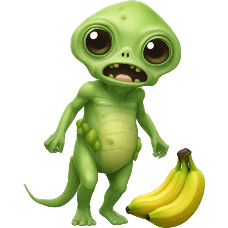 Alien mange des bananes emoji