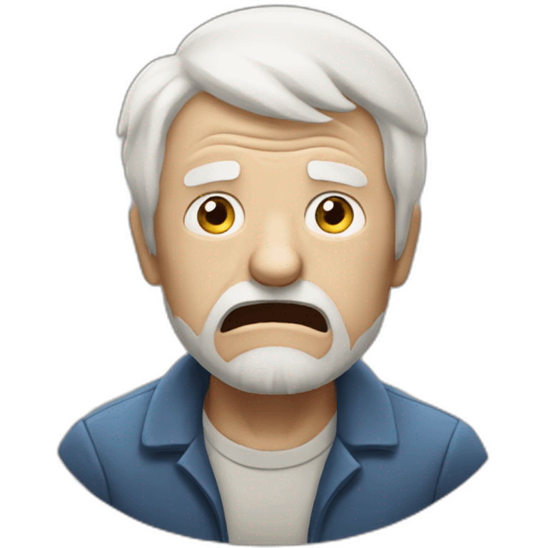 Old man with White bear scared emoji