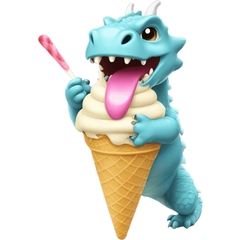 Fat dragon lickingice cream emoji