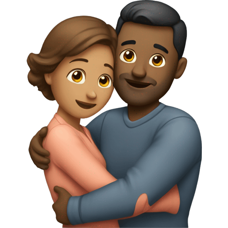 A man huggings with his wife emoji