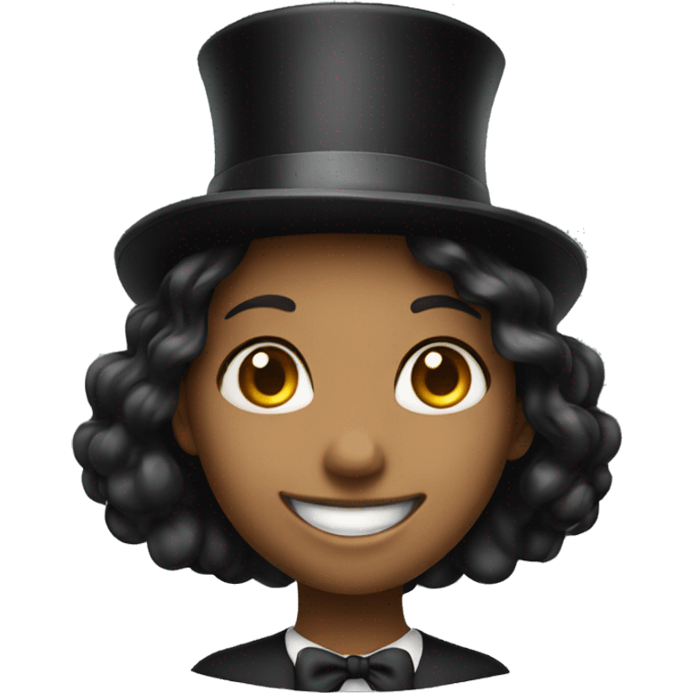 smiling girl in top hat emoji