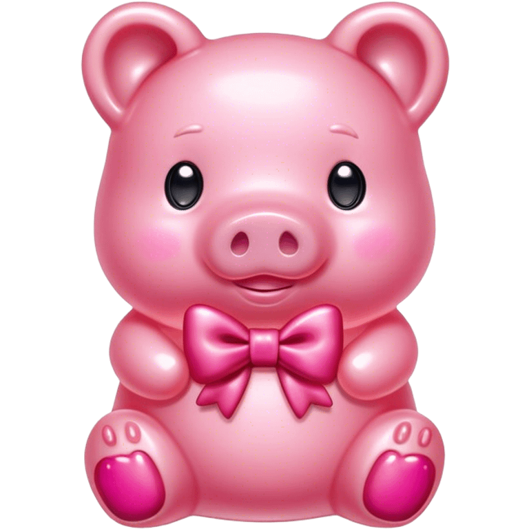 pink gummy jelly bear pig with bow emoji