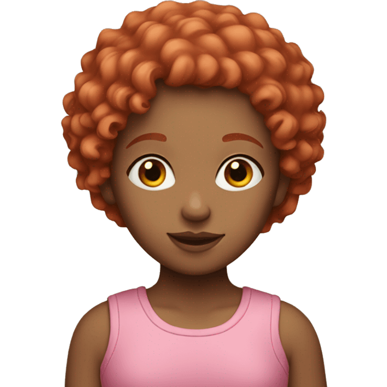 girl with red curly hair wearing a pink top emoji