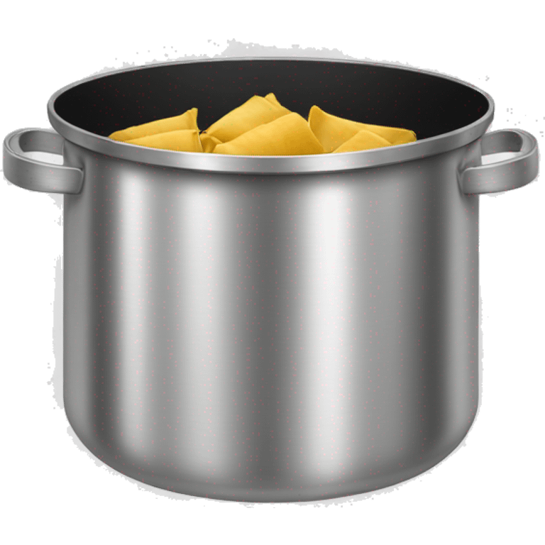 Stainless steel pot with black handlers, tamales inside emoji