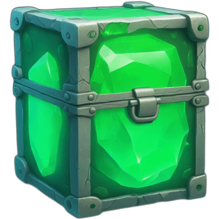 case, inside a green glowing stone emoji