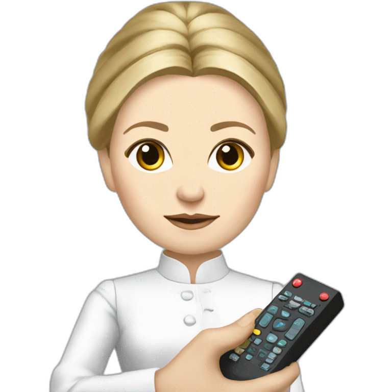 Yulia Tymoshenko holds the remote control in her hands emoji