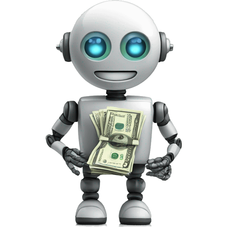 cute robot with money emoji