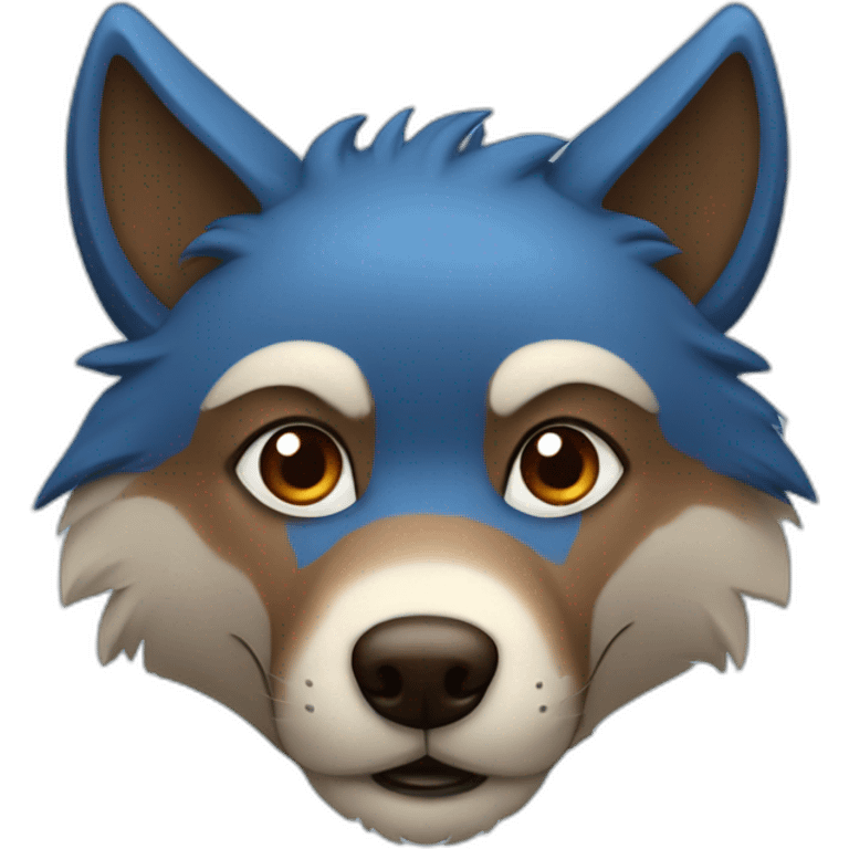 Furry blue and Brown wolf emoji