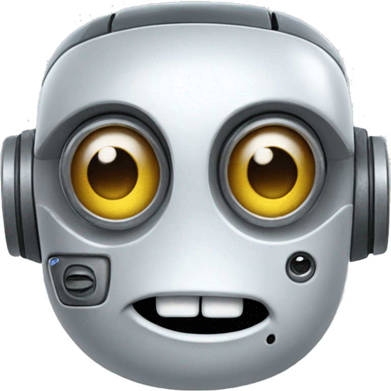 A cheeky robot with one eye winking. emoji