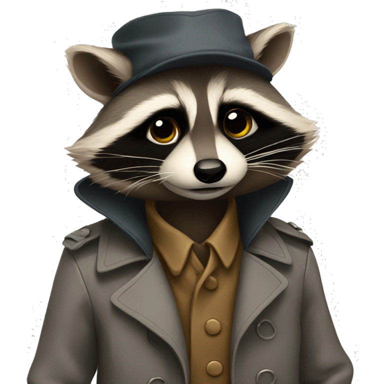 Raccoon wearing trench coat  emoji