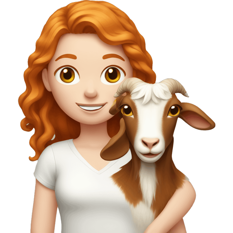 Ginger girl with a goat emoji