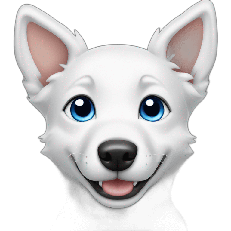 Happy Puppy Wolf dog white blue eyes short hair emoji