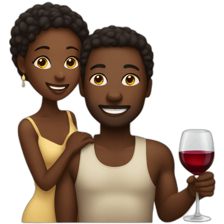 african couple drinking wine emoji