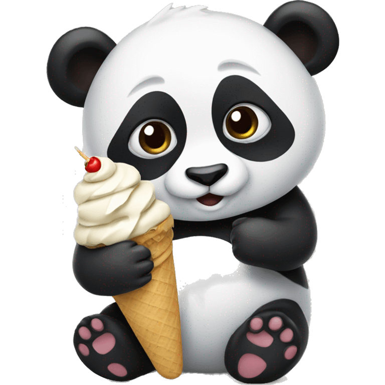 Panda eating ice cream emoji