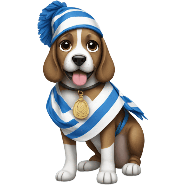 Dog wearing a Greek flag  emoji