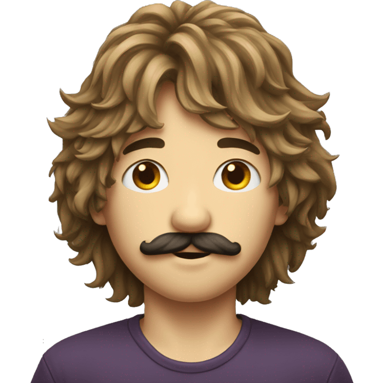 Long shaggy hair boy and moustache emoji