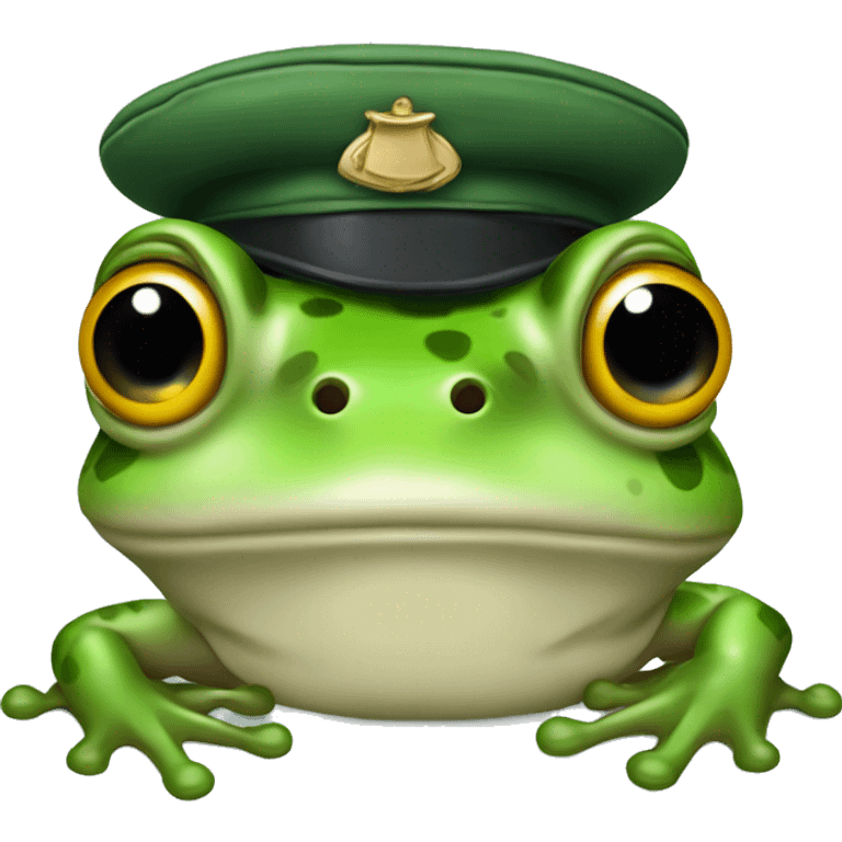 Frog in forage cap  emoji