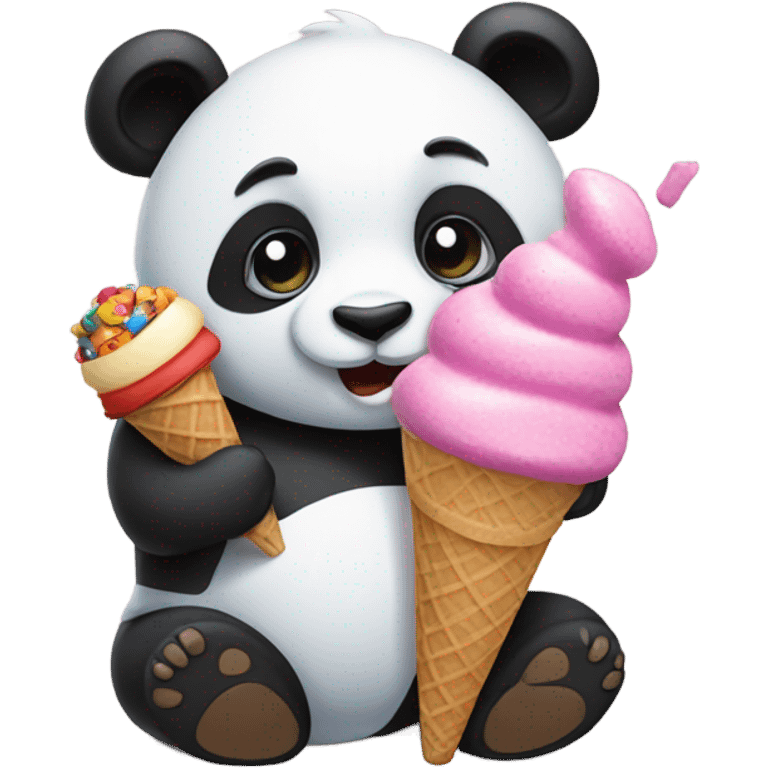 Panda eating ice cream emoji