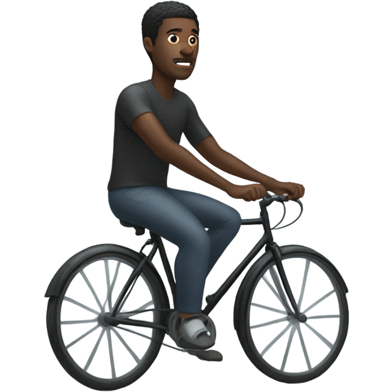 Black man on bicycle in the fog emoji