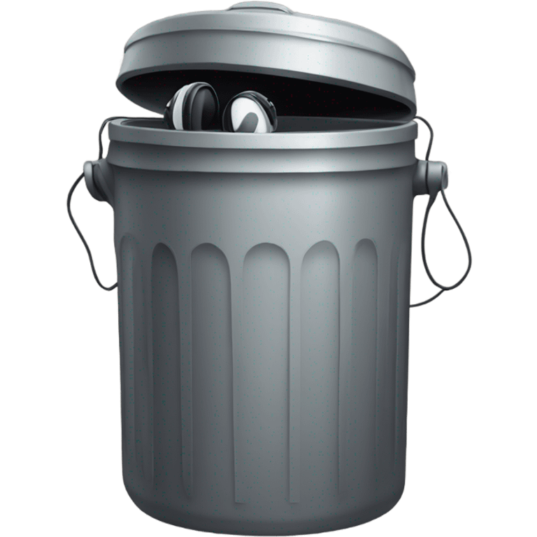 Trash can with face and headphones emoji