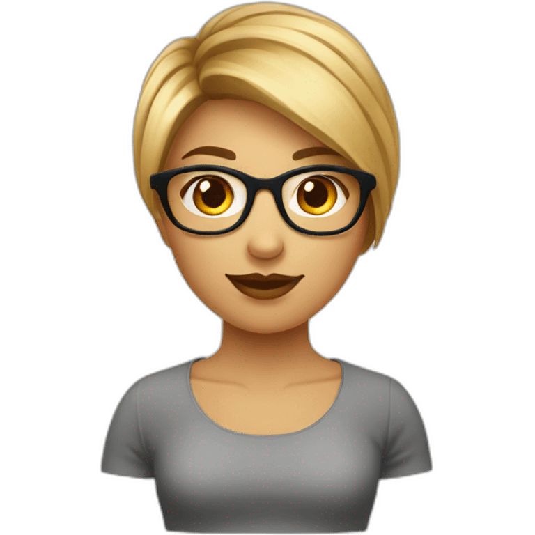 Fille a lunettes cheveux lisses brun mi-court emoji