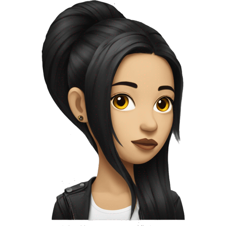 vietnam girl with a dragon tattoo in her right side of her head with black long hair emoji