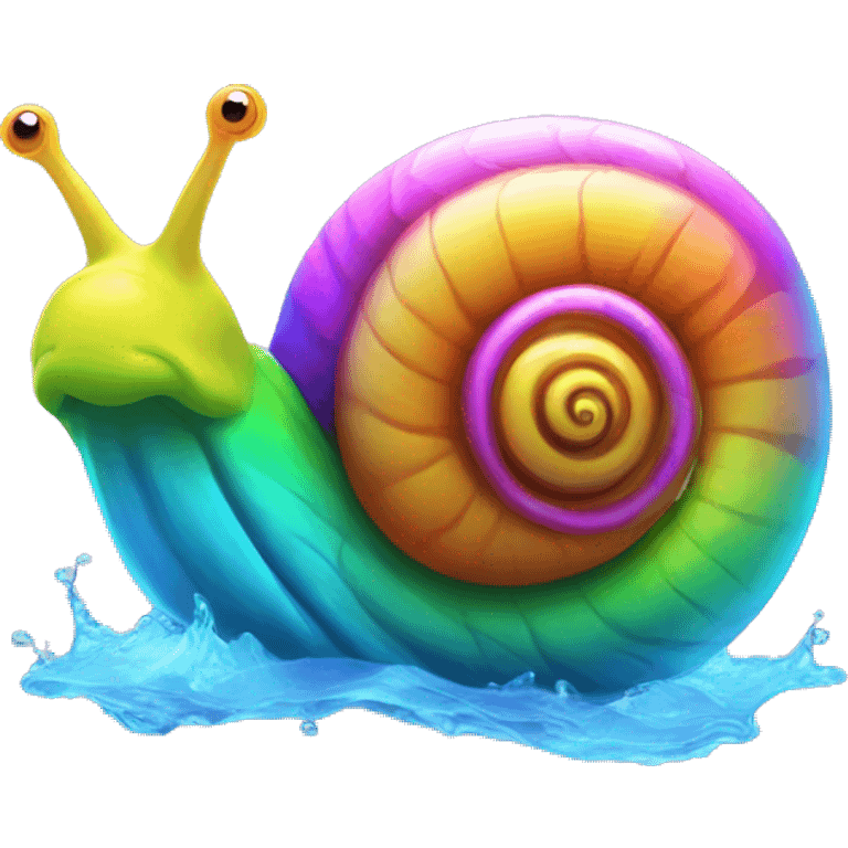 Neon snail in rainbow water  emoji