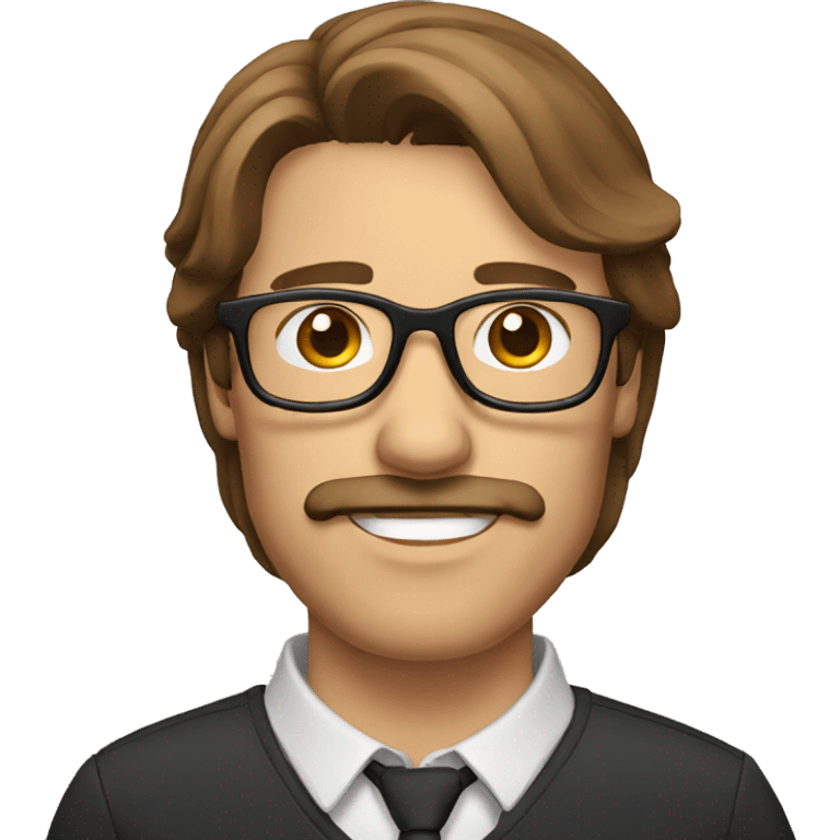 Man with brown hair, brown mustache, beard and glasses emoji