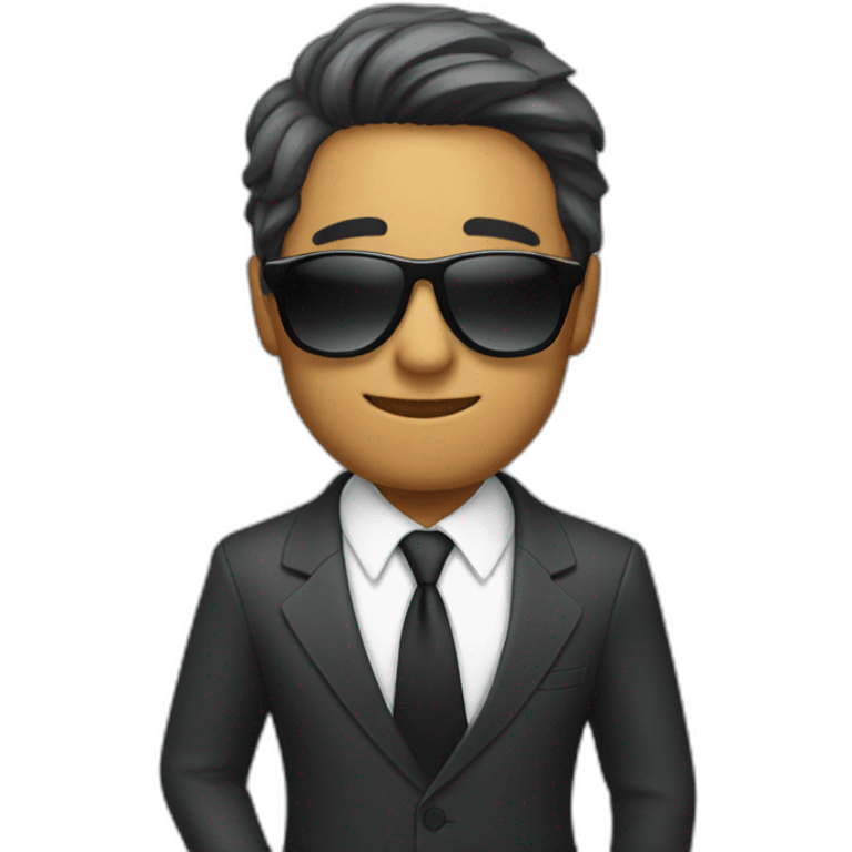 MAN IN SUIT WITH SHADES raising his hand emoji