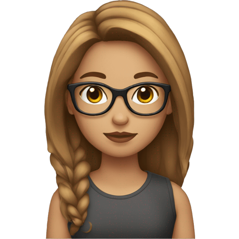 a girl with bronw hair a glases  emoji