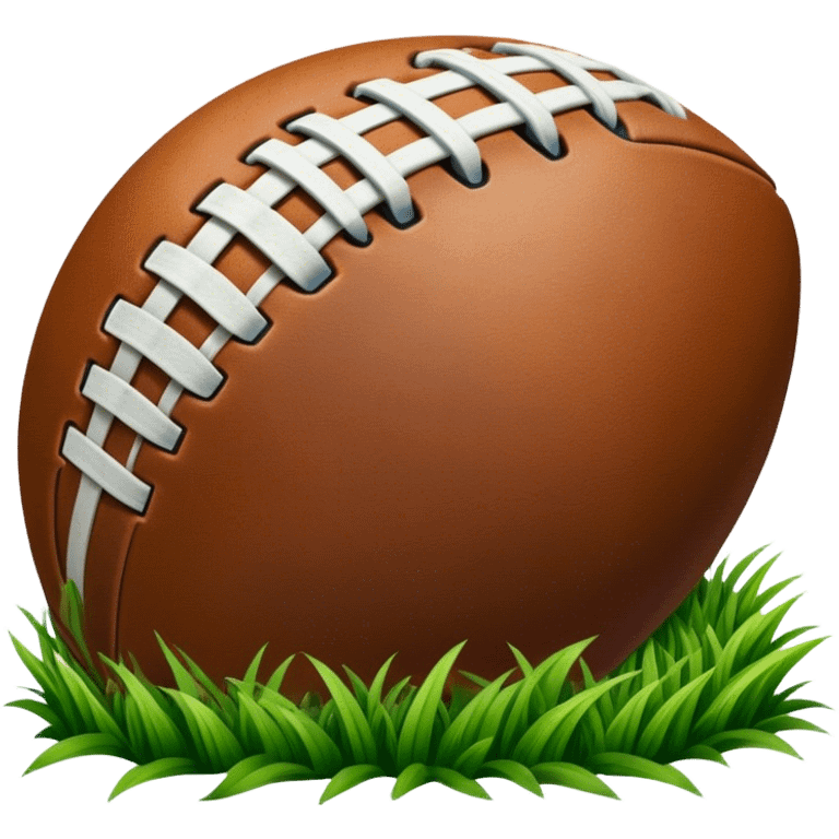 Cinematic Realistic image of an AFL ball resting on a lush, grassy field, showcasing weathered leather textures and intricate markings, bathed in soft, natural lighting that emphasizes its iconic role in the game emoji