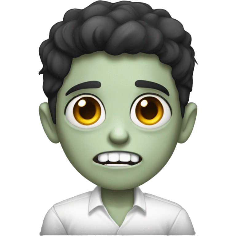 boy zombie with dark hair and white shirt emoji