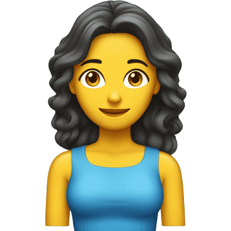 Mujer de piel amarilla y cabello azul emoji