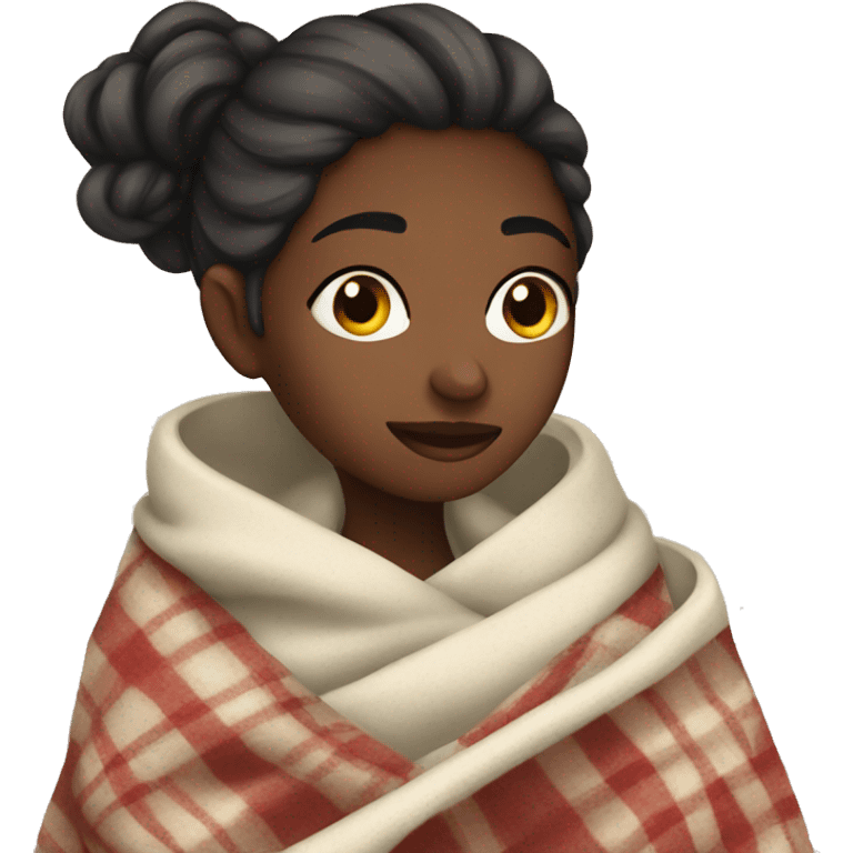 Girl with a blanket and tea emoji