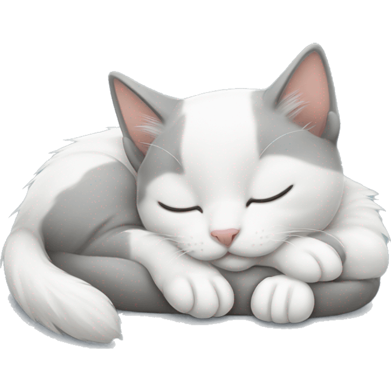 Grey and white kitten sleeping emoji