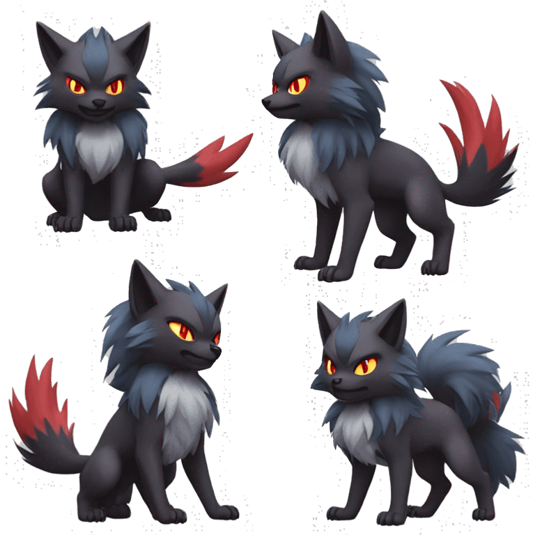 Litten-Zoroark-Mightyena-Zorua full body emoji