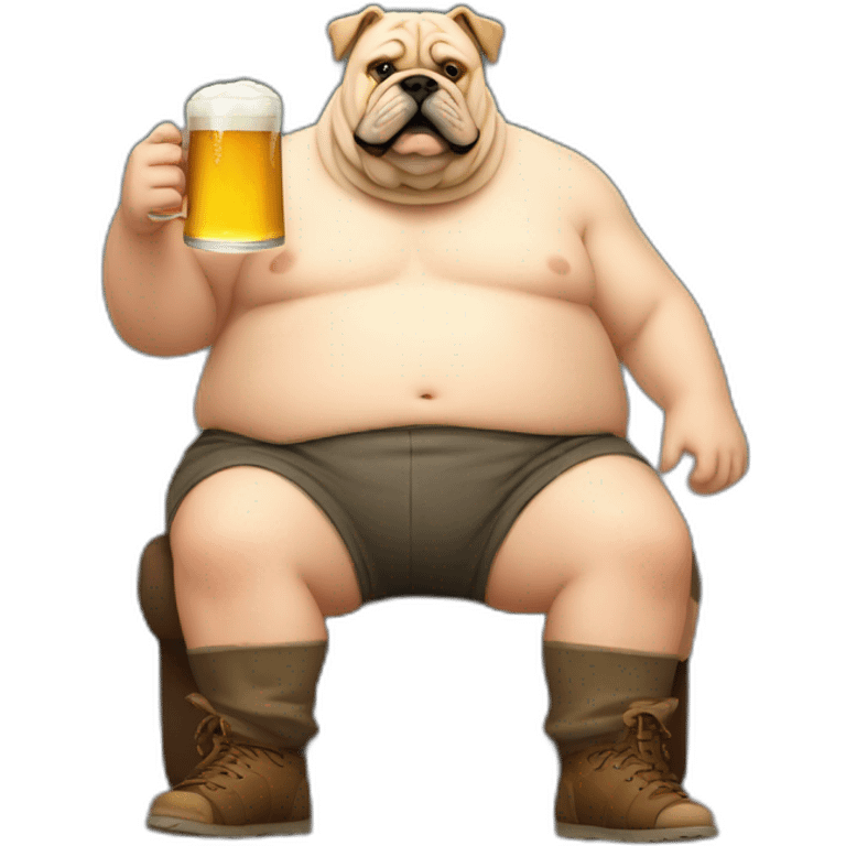 Really Fat Man with a beer and Bulldog emoji