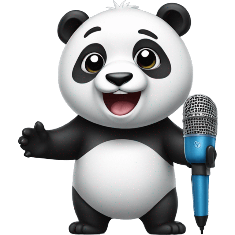 Panda with a microphone singing emoji