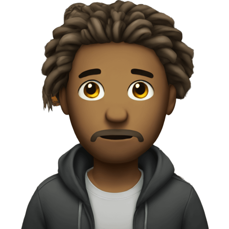 Sad guy with dreadlocks hair emoji