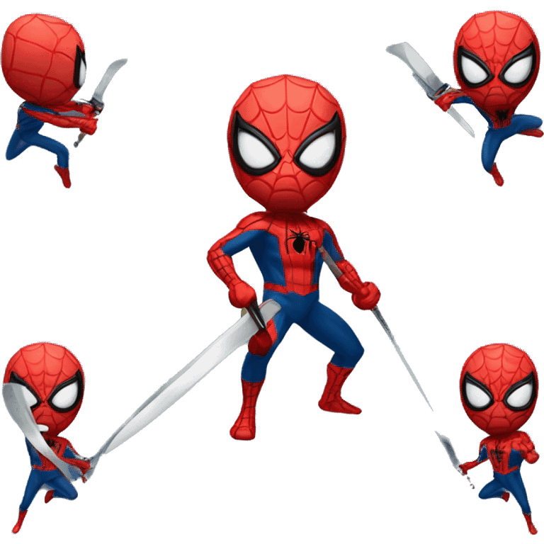 Spider-man with a sword in a slicing pose emoji