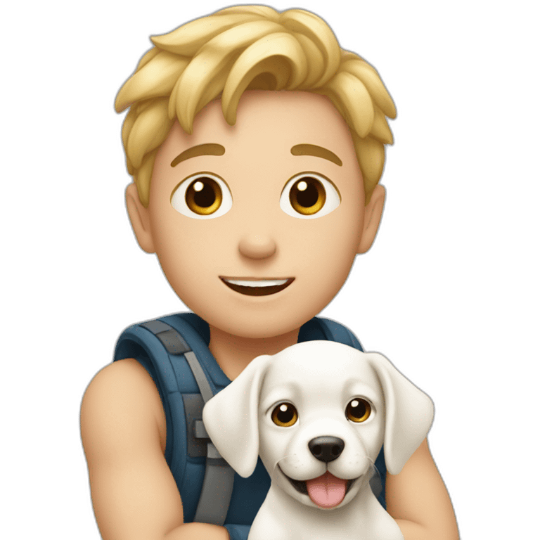 white kid with puppy emoji