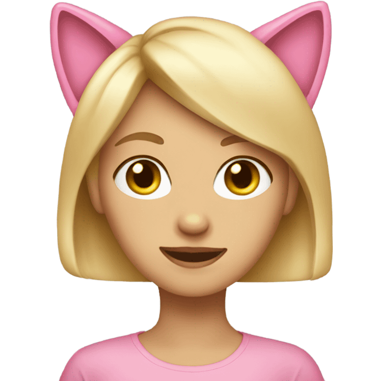 blonde girl with pink cat ears emoji