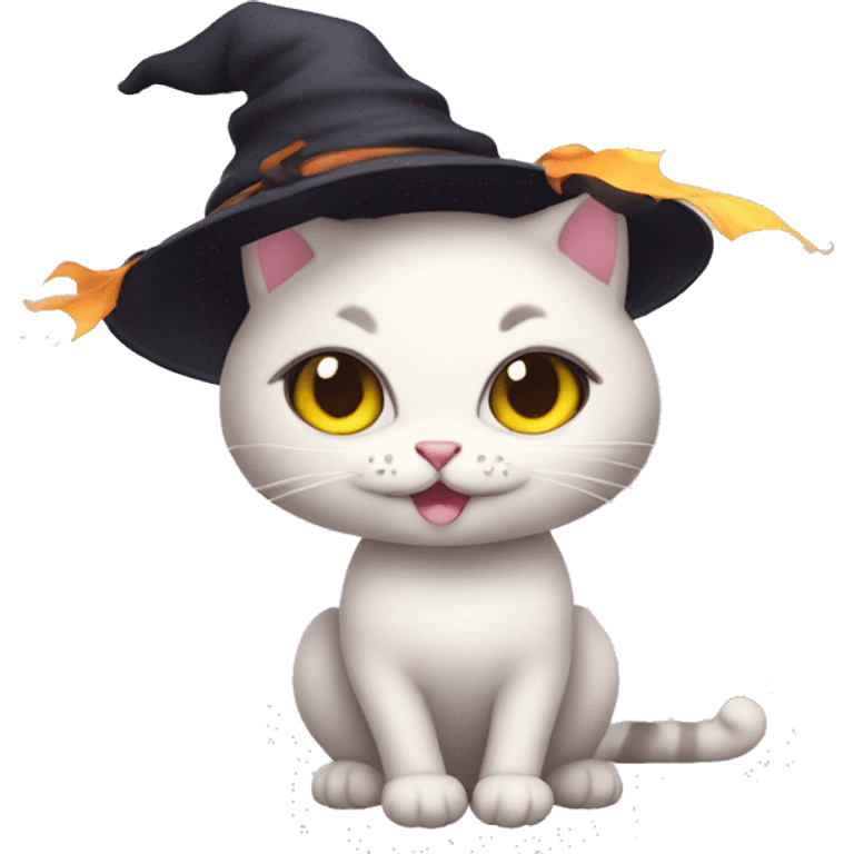 cute cat witch ballow emoji