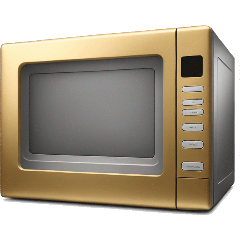 Realistic side view metallic gold microwave.  emoji