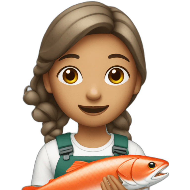 girl holding salmon emoji