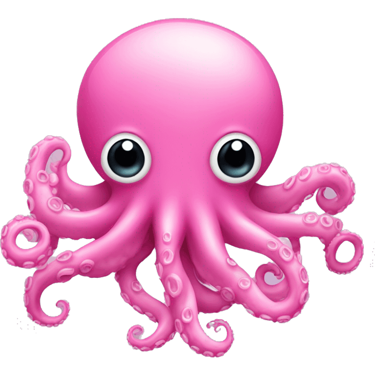 Pink fluffy octopus with light pink suction cups emoji