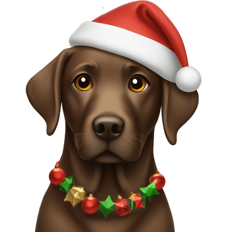 Brown Labrador with Christmas hat emoji