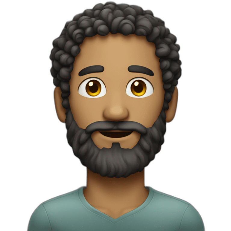 Curly man with long beard emoji